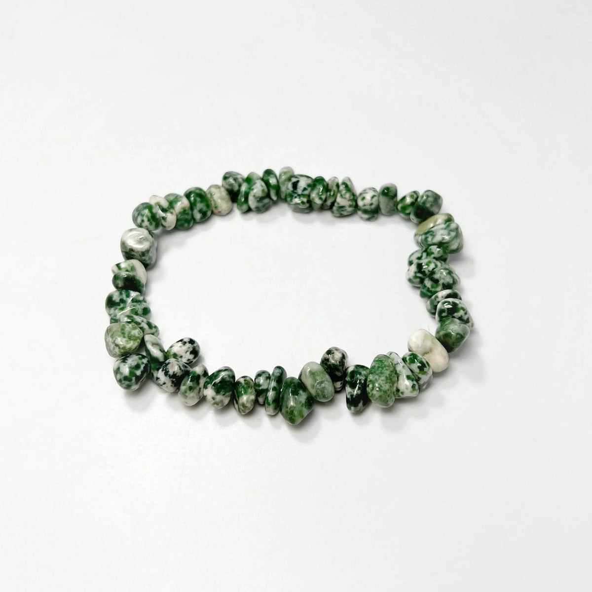 Green Dot Jade Chip Beaded Bracelet-Rocks and Gems Canada