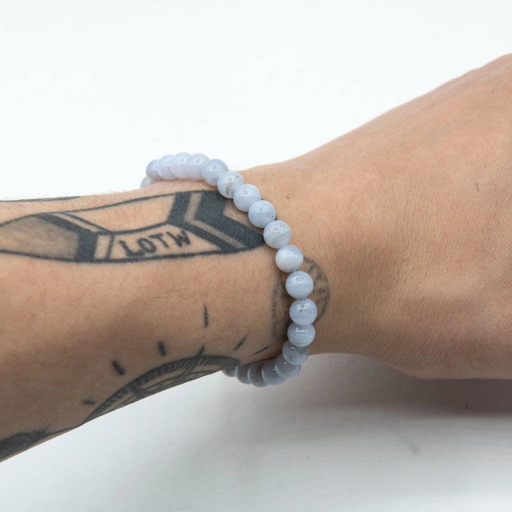 Blue Lace Agate Beaded Bracelet - Rocks and Gems Canada