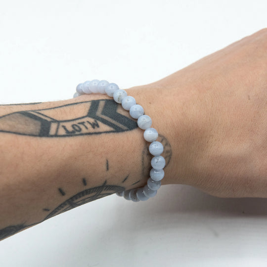 Blue Lace Agate Beaded Bracelet - Rocks and Gems Canada