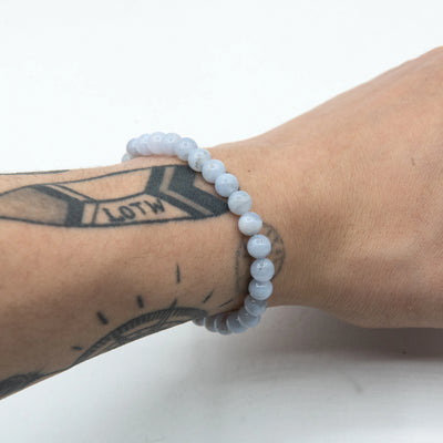 Blue Lace Agate Beaded Bracelet