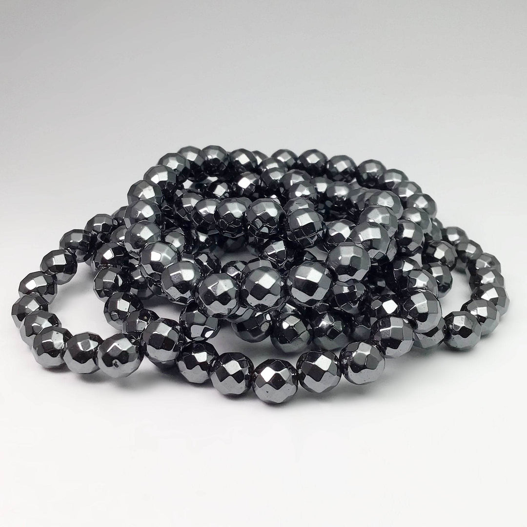 Hematite Faceted Beaded Bracelet-Rocks and Gems Canada