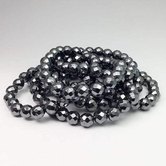 Hematite Faceted Beaded Bracelet-Rocks and Gems Canada