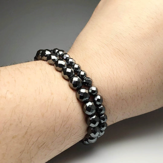 Hematite Faceted Beaded Bracelet-Rocks and Gems Canada