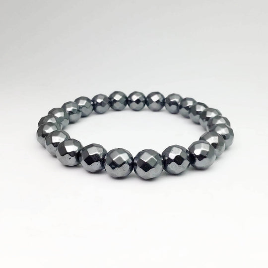 Hematite Faceted Beaded Bracelet-Rocks and Gems Canada