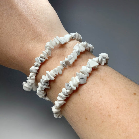 Howlite Chip Beaded Bracelet-Rocks and Gems Canada