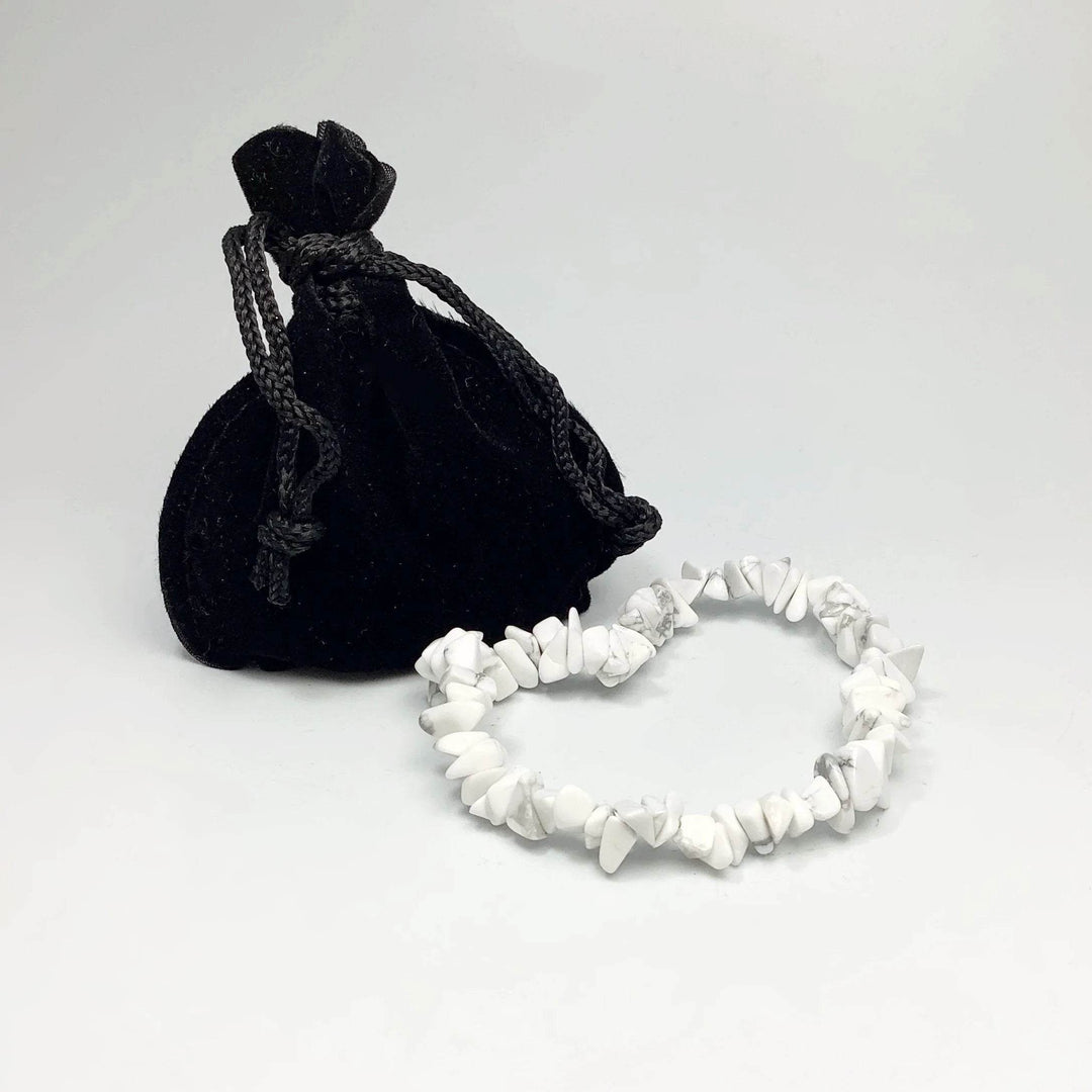 Howlite Chip Beaded Bracelet-Rocks and Gems Canada