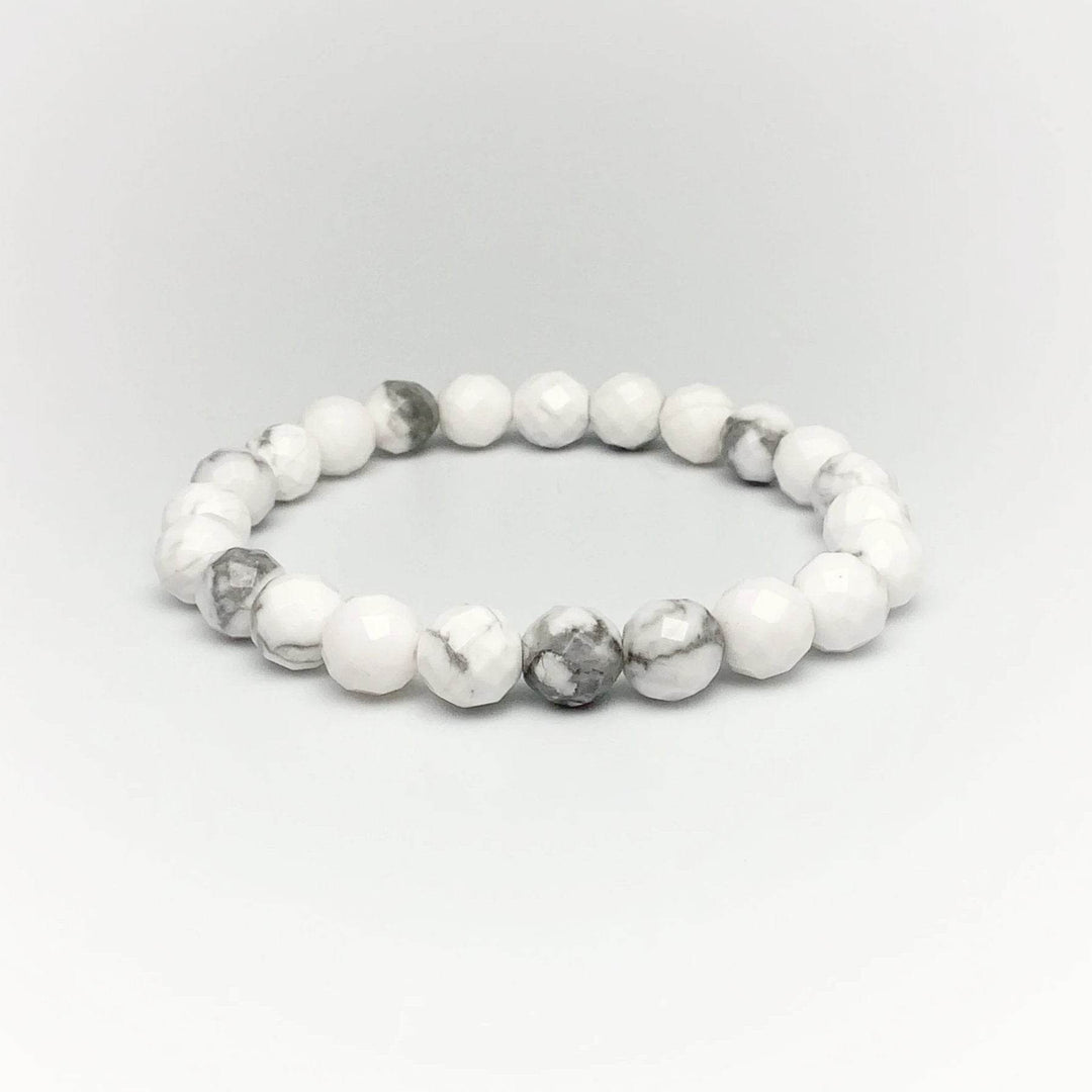 Howlite Faceted Beaded Bracelet-Rocks and Gems Canada