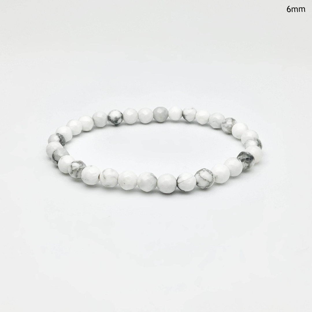 Howlite Faceted Beaded Bracelet-Rocks and Gems Canada