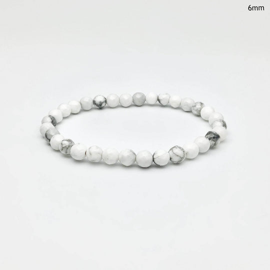 Howlite Faceted Beaded Bracelet-Rocks and Gems Canada