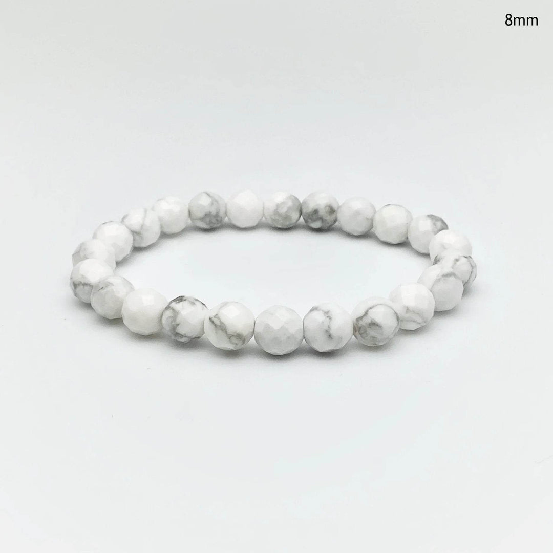 Howlite Faceted Beaded Bracelet-Rocks and Gems Canada