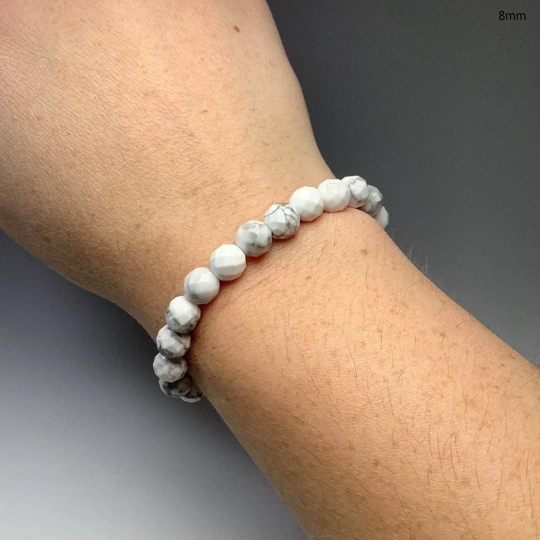 Howlite Faceted Beaded Bracelet-Rocks and Gems Canada