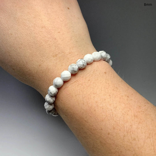 Howlite Faceted Beaded Bracelet-Rocks and Gems Canada