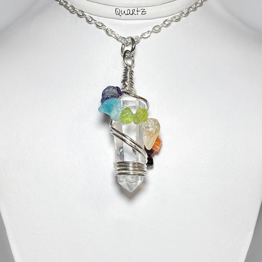 Wire Wrapped Round Point Necklace with Chakra - Rocks and Gems Canada