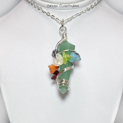 Wire Wrapped Round Point Necklace with Chakra