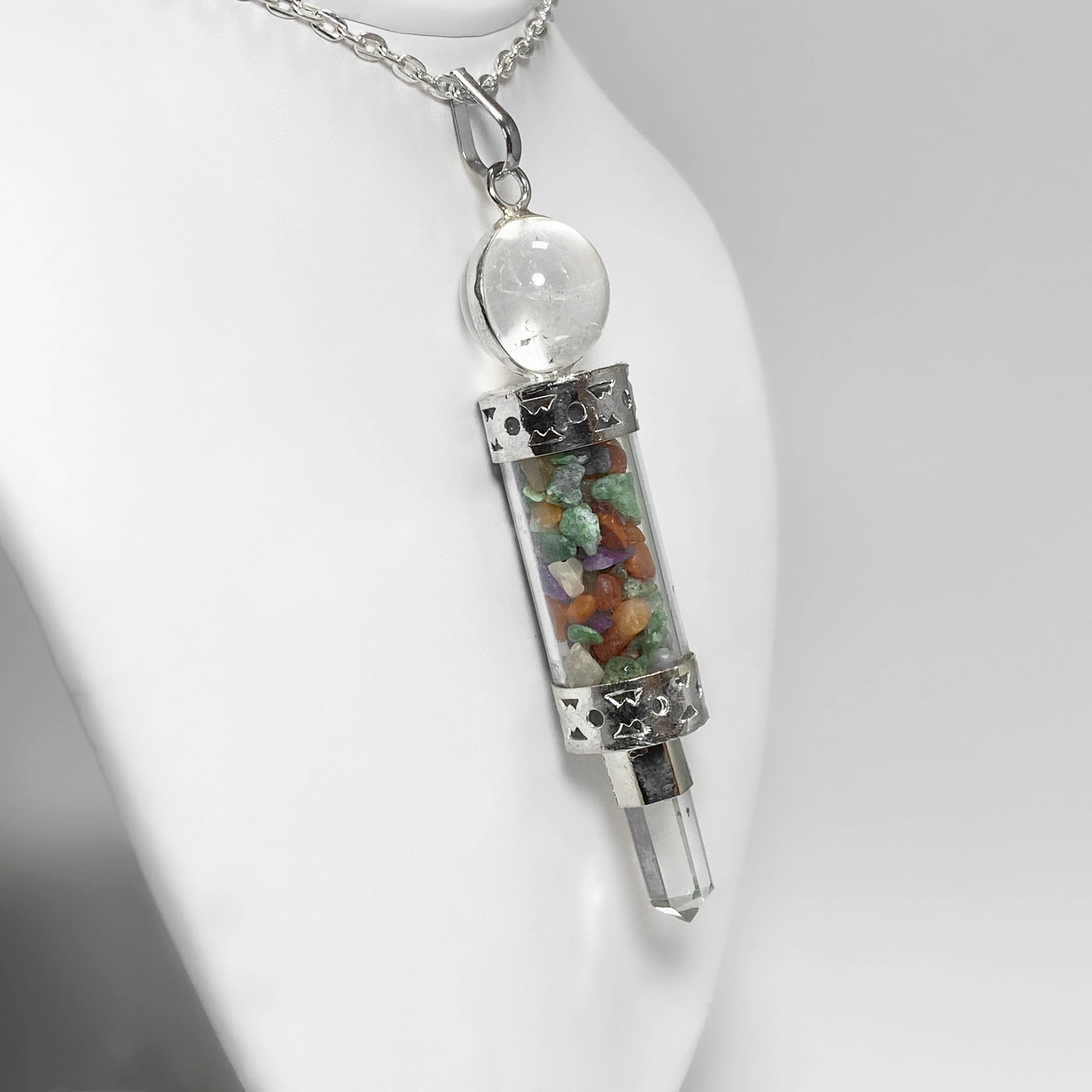 Mixed Stone and Quartz Point Necklace