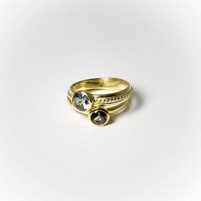 Double Ring Set - Mystic Topaz