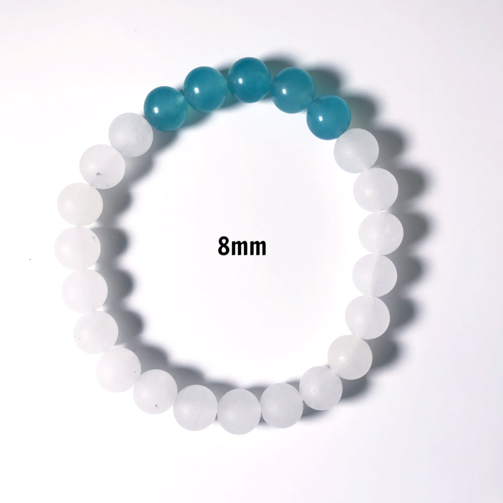 Matte Amazonite with Quartz Beaded Bracelet - Rocks and Gems Canada