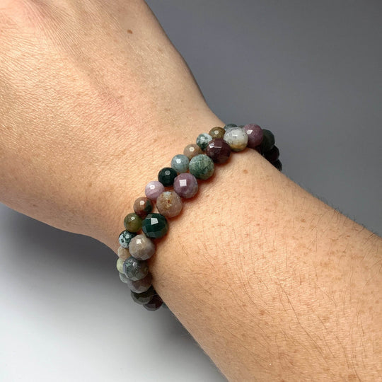 Indian Agate Faceted Beaded Bracelet-Rocks and Gems Canada