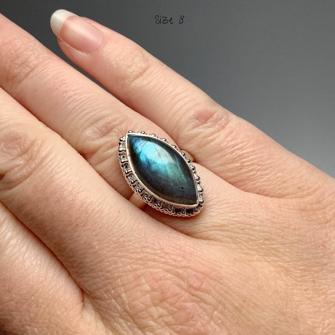 Labradorite Marquise Cut Ring-Rocks and Gems Canada