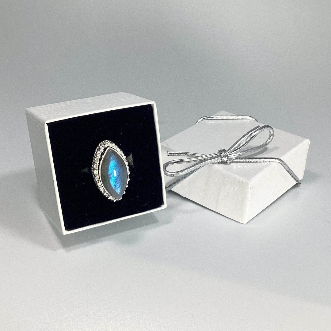 Labradorite Marquise Cut Ring-Rocks and Gems Canada