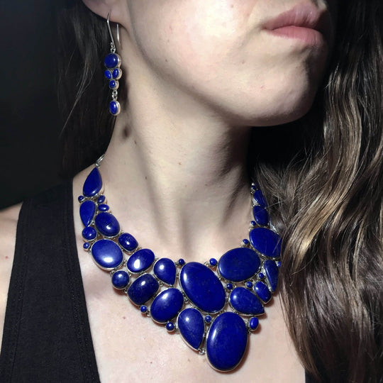 Lapis Lazuli Necklace and Earrings Set-Rocks and Gems Canada