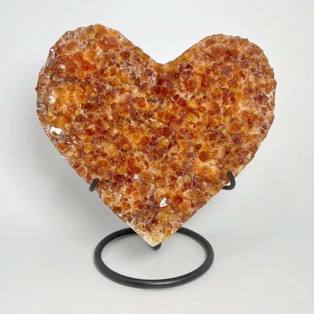 Large Citrine Druze Cluster Heart On Stand-Rocks and Gems Canada