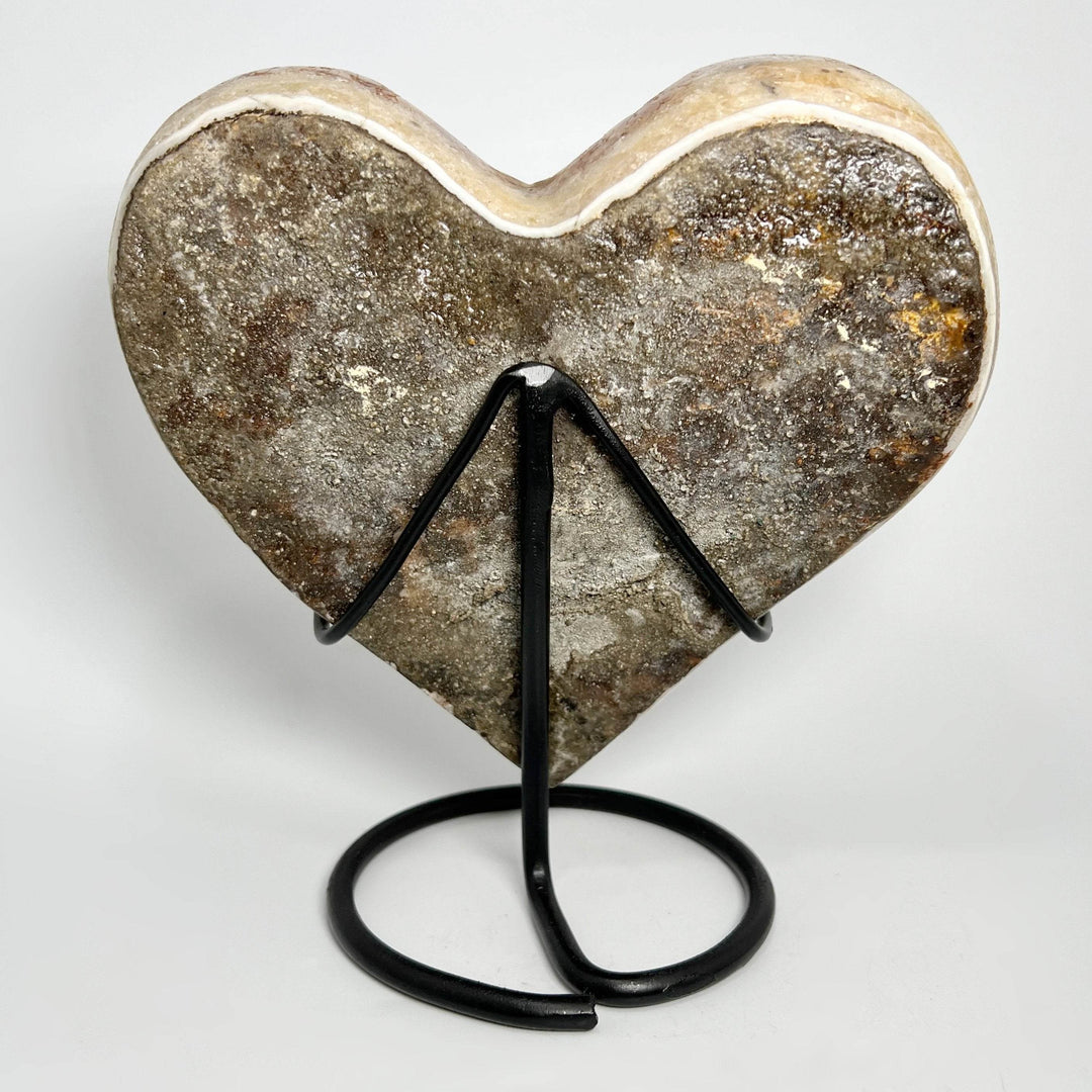 Large Citrine Druze Cluster Heart On Stand-Rocks and Gems Canada
