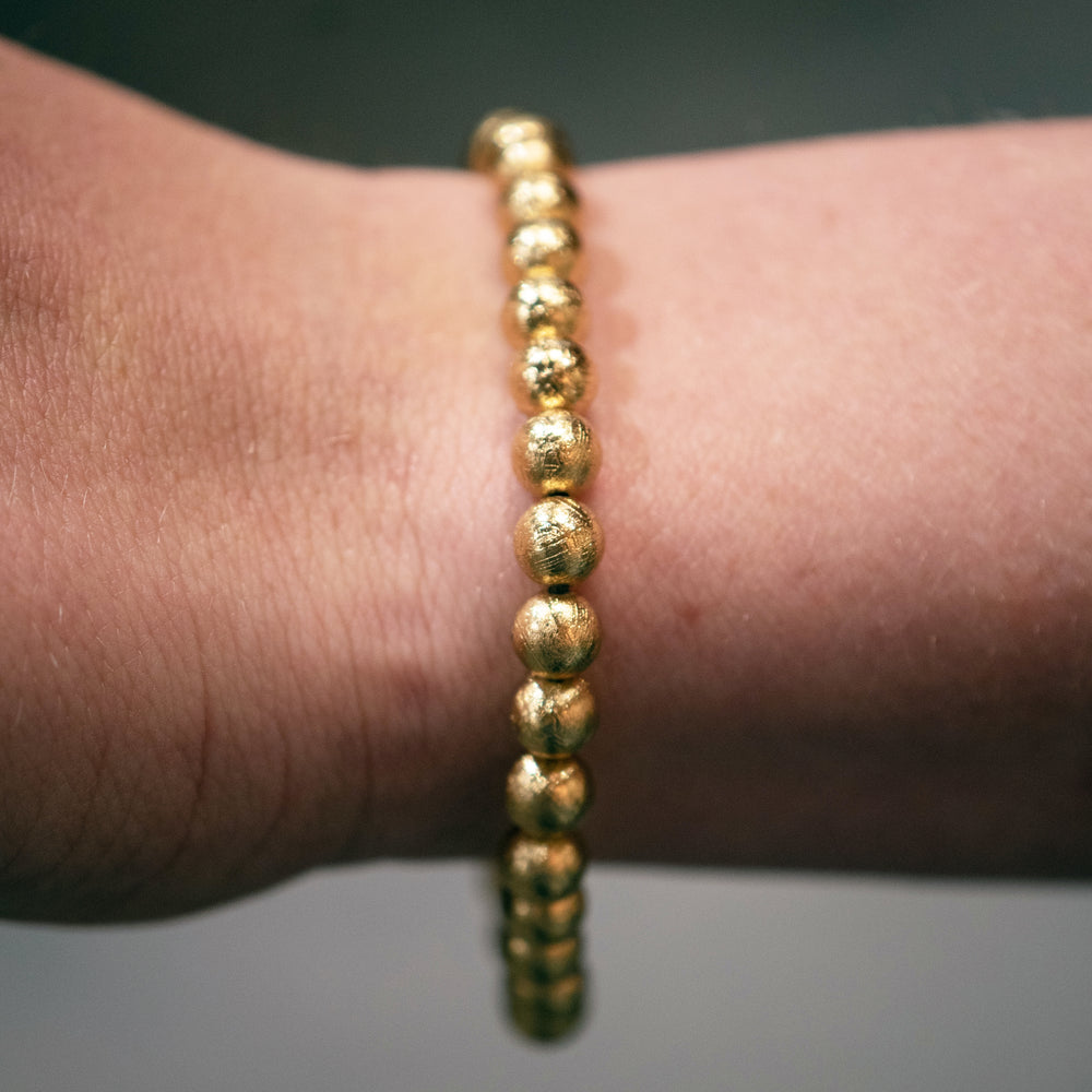 Muonionalusta Meteorite Beaded Bracelet with Gold Finish - Rocks and Gems Canada