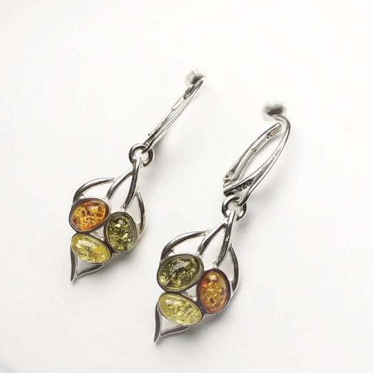 Mixed Amber Dangle Earrings-Rocks and Gems Canada
