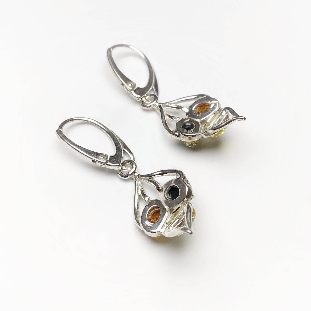 Mixed Amber Dangle Earrings-Rocks and Gems Canada