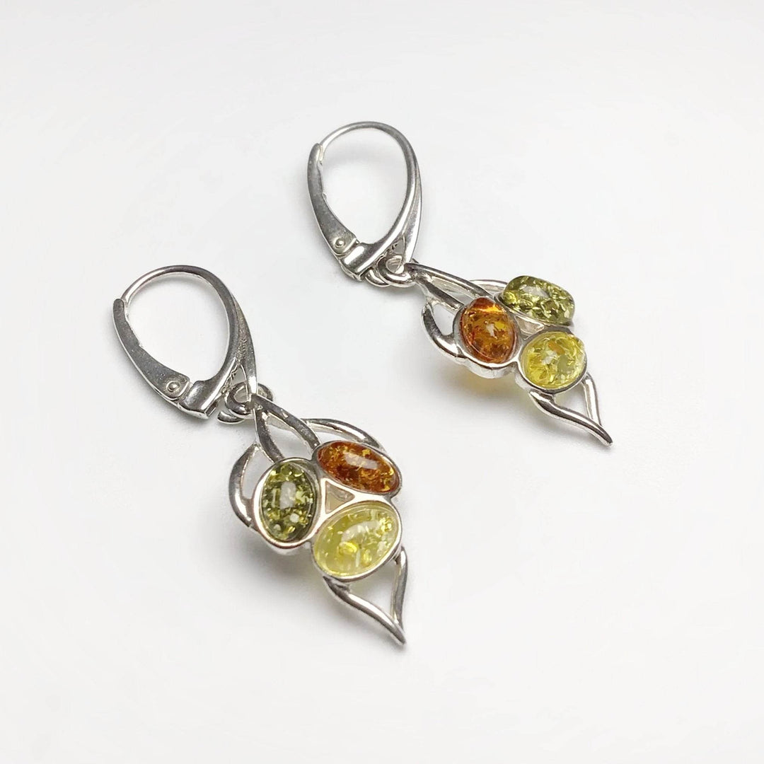 Mixed Amber Dangle Earrings-Rocks and Gems Canada
