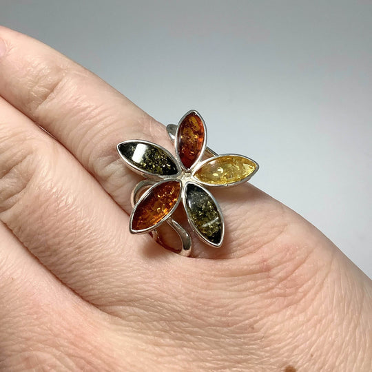 Mixed Amber Ring-Rocks and Gems Canada