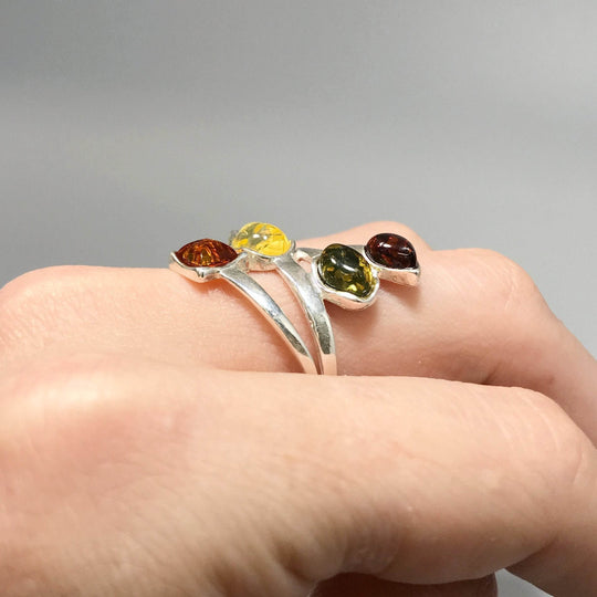 Mixed Amber Ring-Rocks and Gems Canada