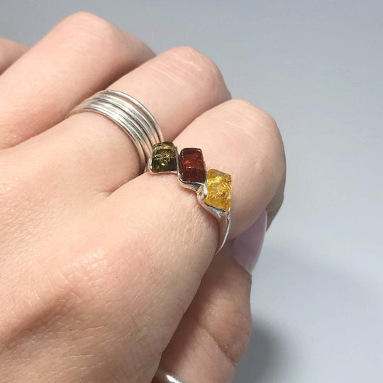 Mixed Amber Ring-Rocks and Gems Canada