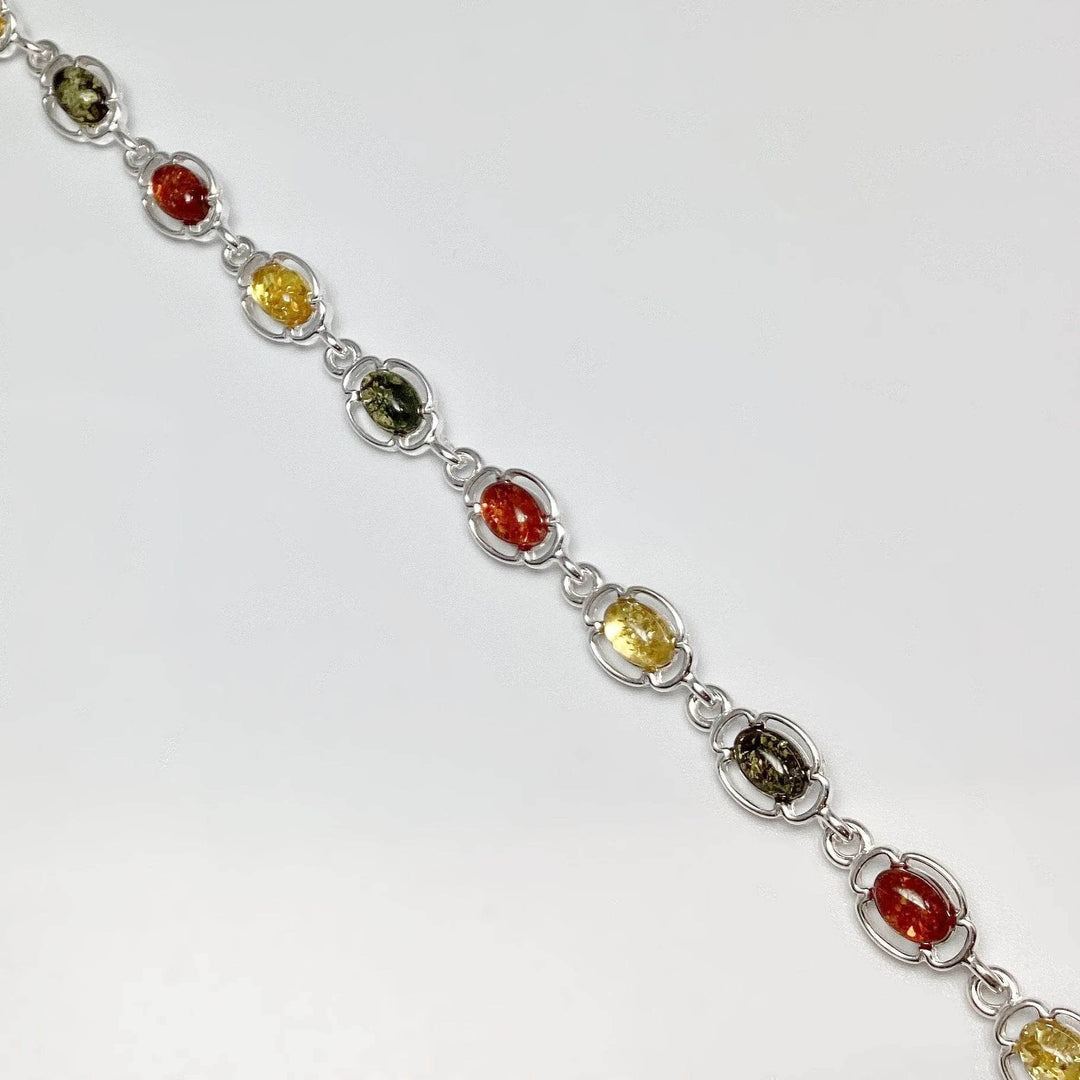 Mixed Amber Sterling Silver Bracelet-Rocks and Gems Canada