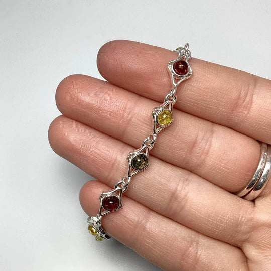 Mixed Amber Sterling Silver Bracelet-Rocks and Gems Canada