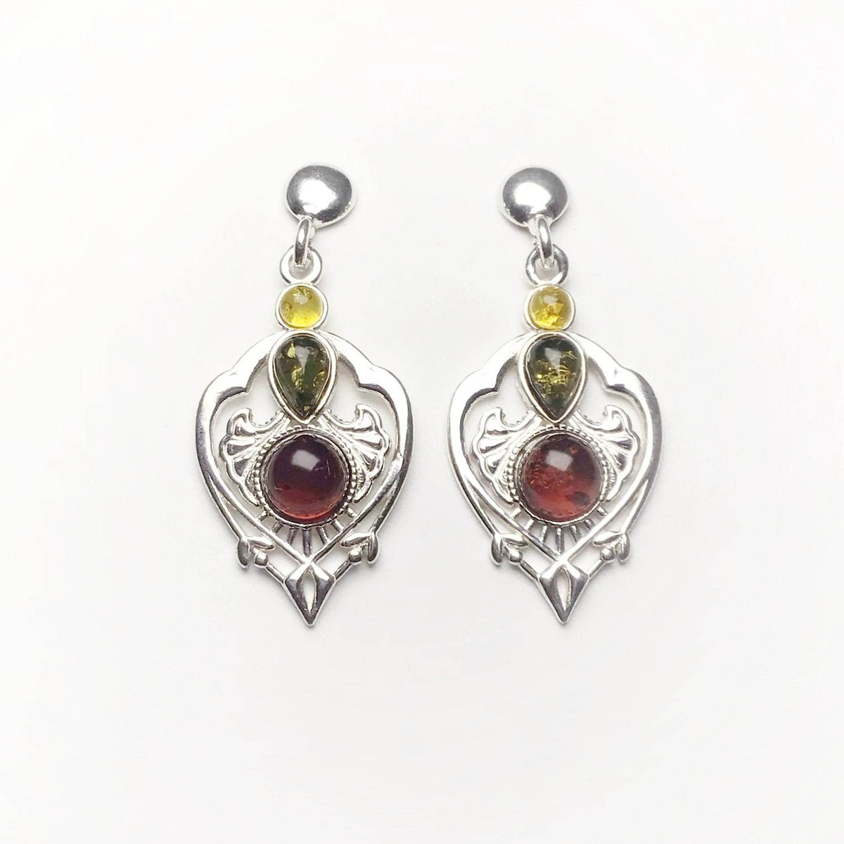 Mixed Amber Stud Earrings-Rocks and Gems Canada