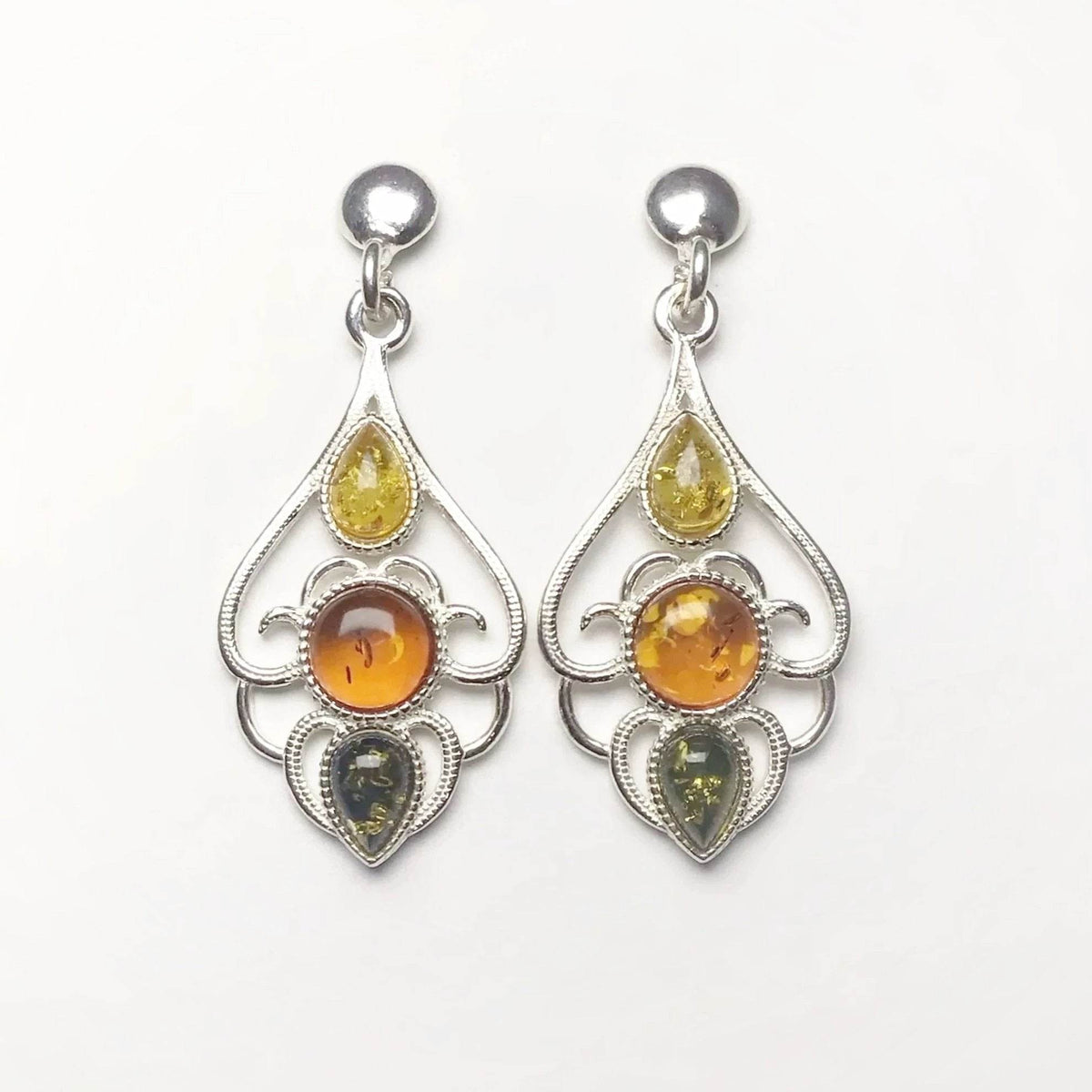 Mixed Amber Stud Earrings-Rocks and Gems Canada