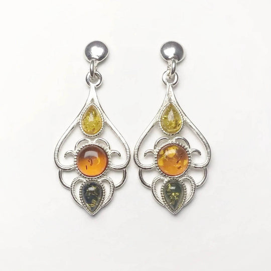 Mixed Amber Stud Earrings-Rocks and Gems Canada