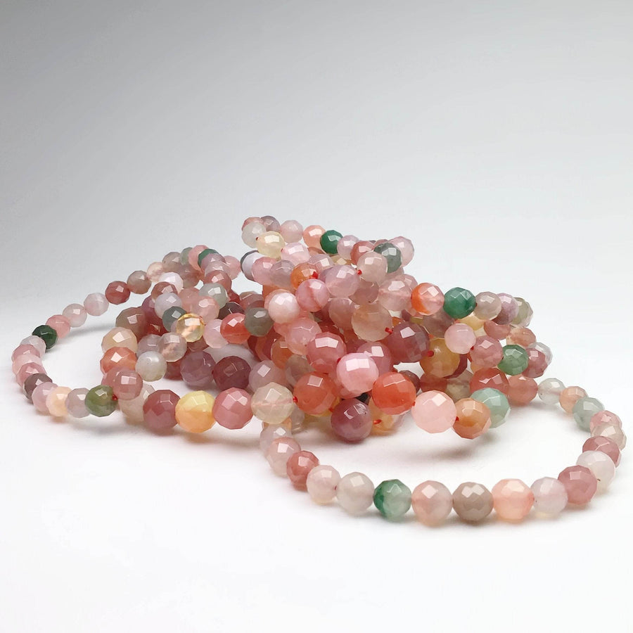 Moon Chalcedony Faceted Beaded Bracelet-Rocks and Gems Canada