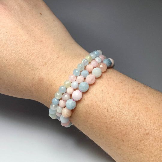 Morganite Faceted Beaded Bracelet-Rocks and Gems Canada