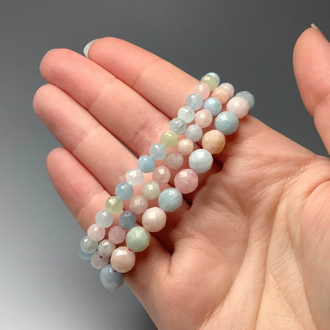 Morganite Faceted Beaded Bracelet-Rocks and Gems Canada