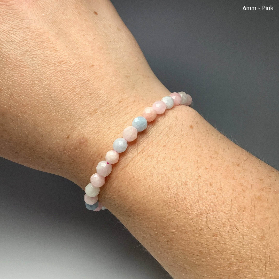 Morganite Faceted Beaded Bracelet-Rocks and Gems Canada
