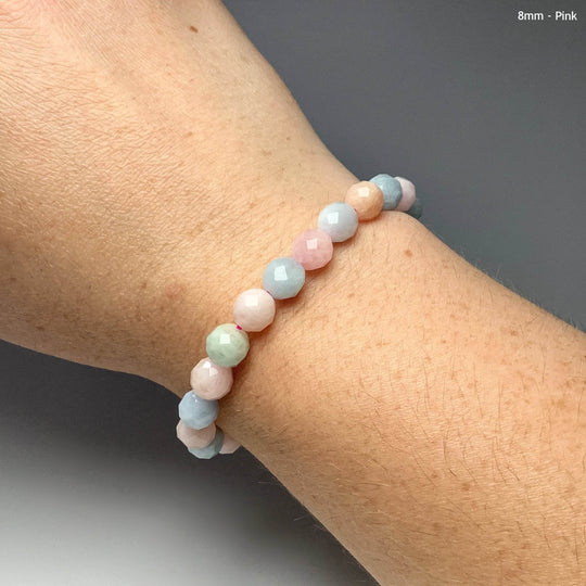 Morganite Faceted Beaded Bracelet-Rocks and Gems Canada