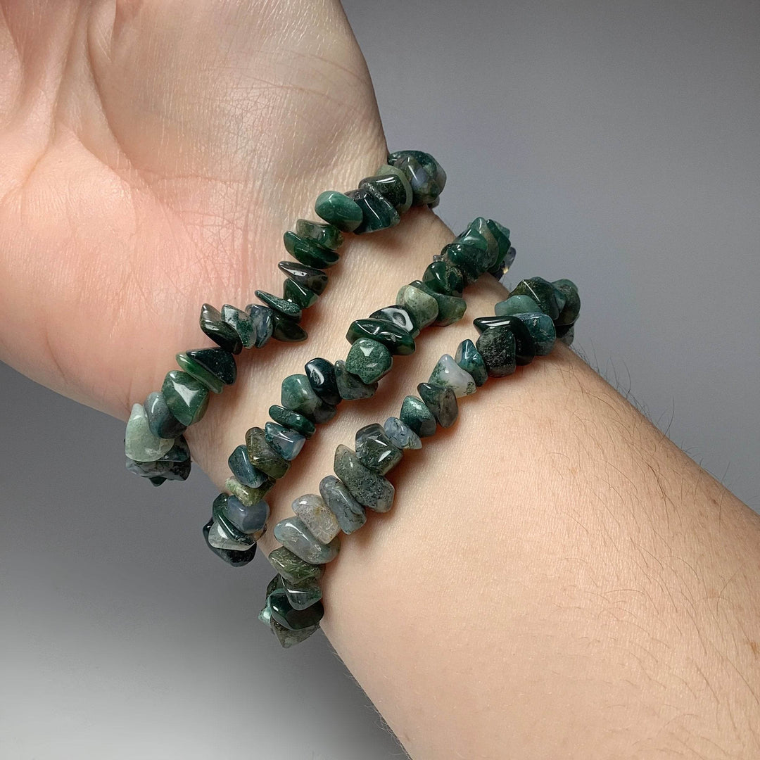 Moss Agate Chip Beaded Bracelet-Rocks and Gems Canada