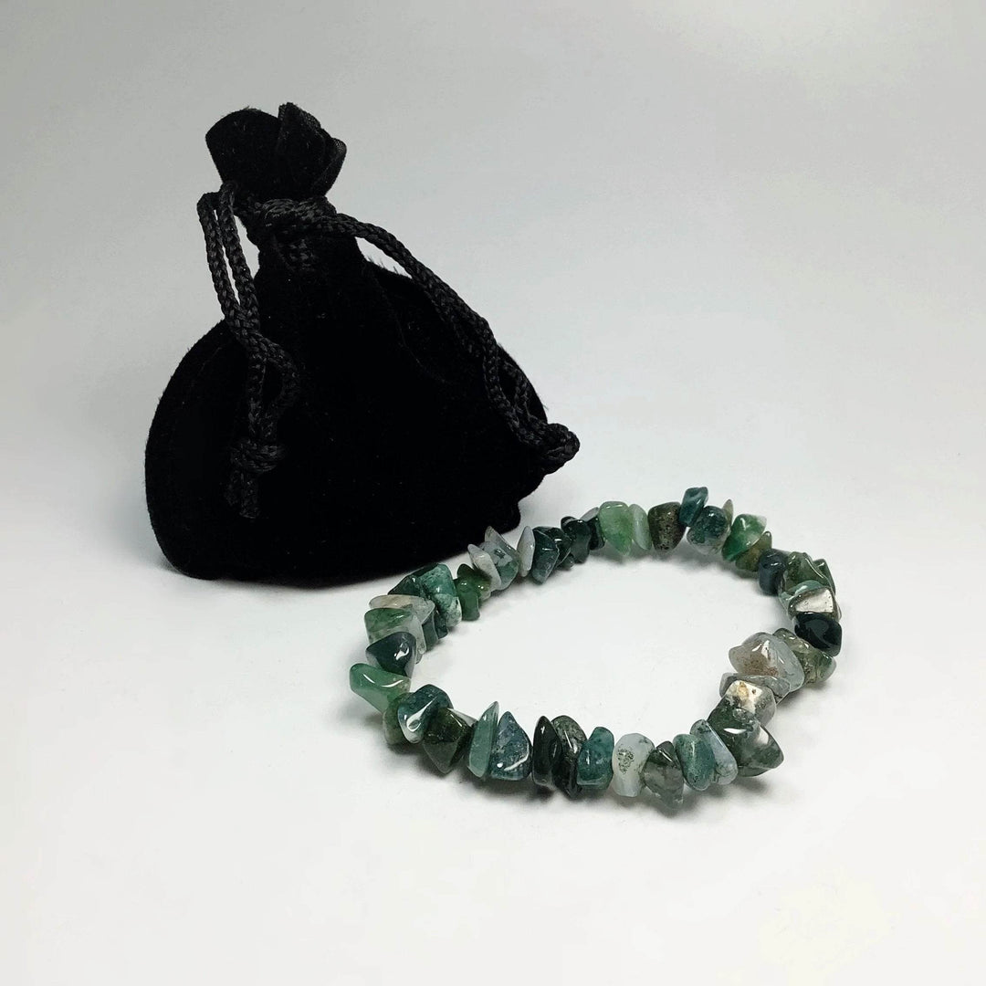 Moss Agate Chip Beaded Bracelet-Rocks and Gems Canada