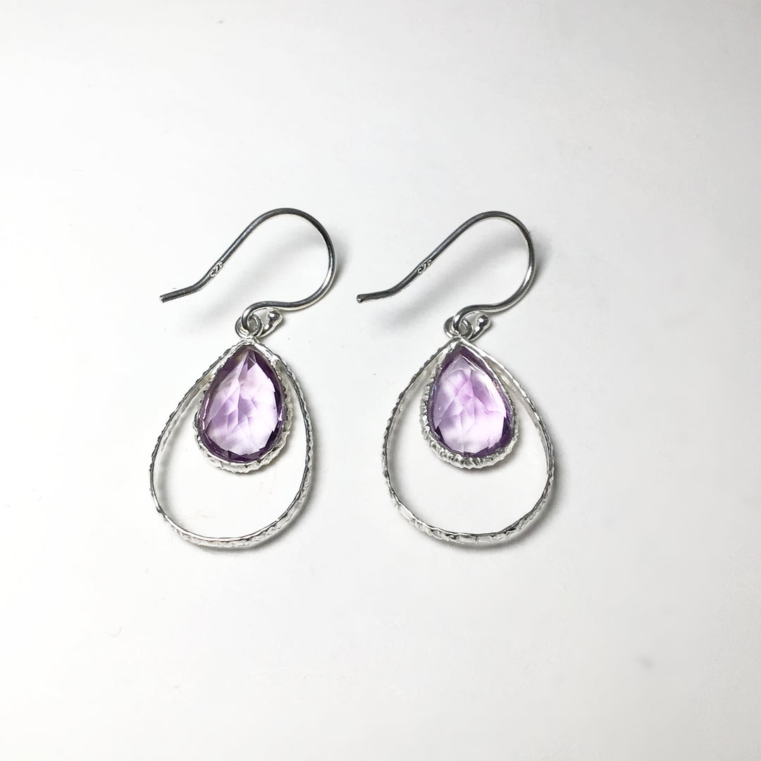 Amethyst Faceted Dangle Earrings - Rocks and Gems Canada