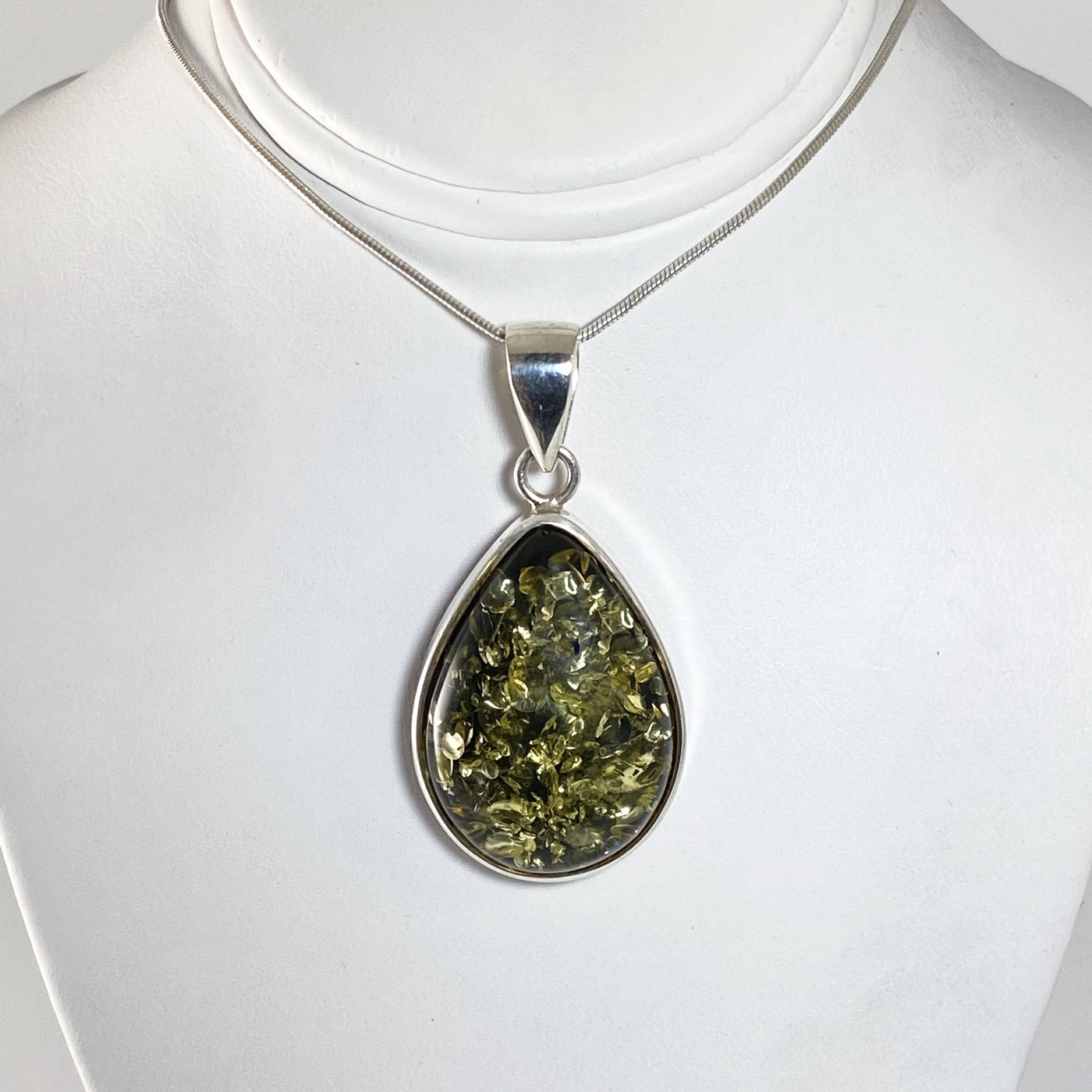Baltic Amber Pendant in Sterling Silver. Green Amber necklace, silver  jewelry. Baltic Amber jewelry. Silver necklace. Perfect gift for her.