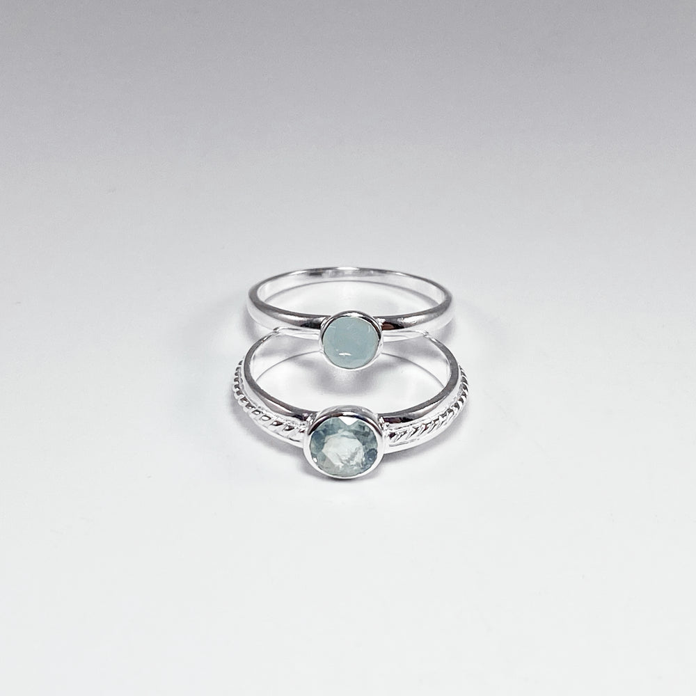 Double Ring Set - Aquamarine - Rocks and Gems Canada