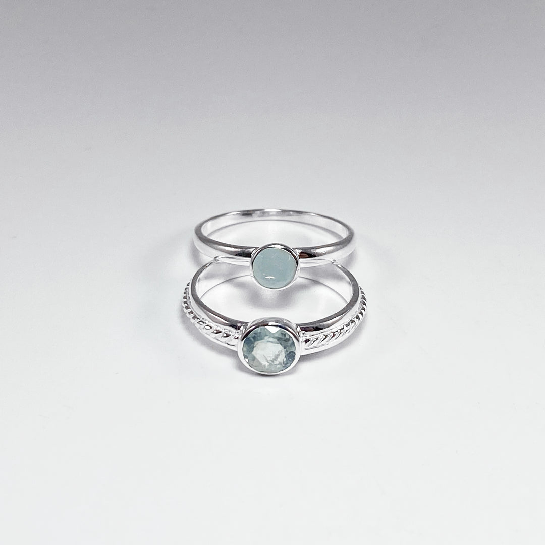 Double Ring Set - Aquamarine - Rocks and Gems Canada